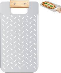 Pizza Peel Metal Rectangular Perforated Pizza Peel With Wood Handle 20 x 11 Inch Aluminum Lightweight Pizza Paddle Pizza Oven Accessories