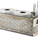 Creative Scents Dublin Silver Bathroom Decor Box Toilet Paper Holder Storage Basket - Decorative Toilet Tank Topper Bathroom Storage Organizer - Bathroom Sink Organizer Countertop Container