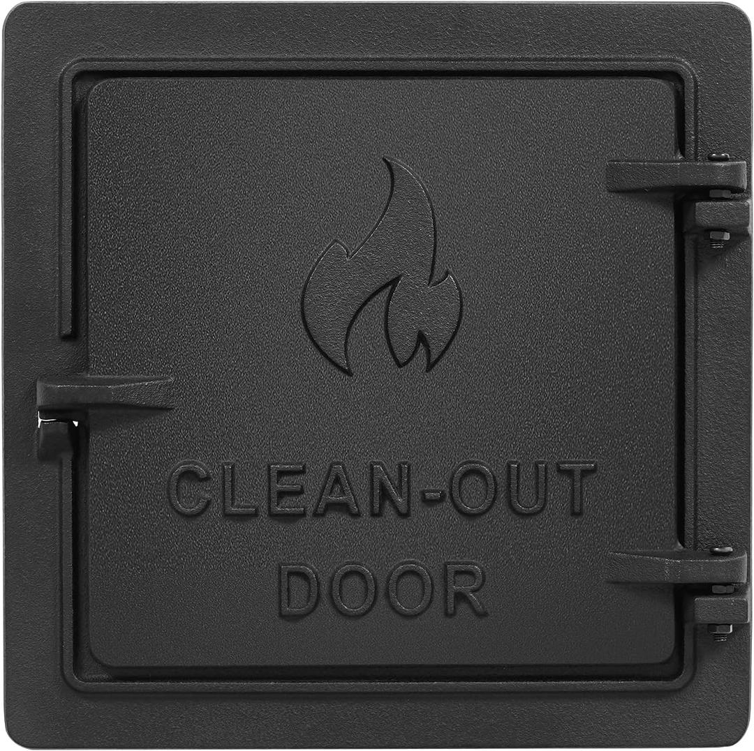 1MORE Fireplace Cast Iron Clean Out Door - 8" x 8" Fireplace Ash Dump Door with Closure Clasp, Chimney Access Door, Durable Black Finish, Chimney Clean Out Door, Fireplace Replacement Doors