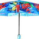 Cartoon Pongee Fabric Auto Open/Close Umbrella Windproof UV Protection Compact for Easy Carrying Non Slip Handle (Blue SH)