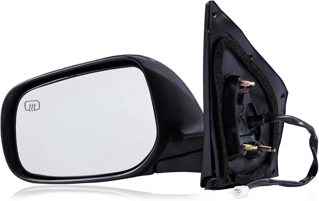 Driver Side Mirror Compatible with 2009-2013 Toyota Corolla 5Pins with Power Glass Heated Manual Folding Black Left Side View Mirrors Replace TO1320247