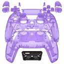 eXtremeRate Full Set Shell with Buttons Touchpad Cover, Clear Atomic Purple Custom Replacement Decorative Trim Shell Front Back Plates Compatible with p s 5 Controller BDM-010 BDM-020 Models