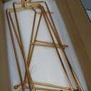 MALACASA 3 Tier Serving Trays for Party, 14 Inch Porcelain White Trays for Serving Food, Dessert Stand with Collapsible Gold Metal Rack