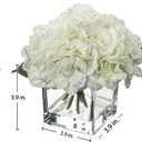 White Fake Flowers with Vase Hydrangea Artificial Flowers in Vase Peony Faux Flowers in Vase Rose Silk Flowers Peonies Floral Arrangements Artificial with Vase for Home Office Table Shelf Decor