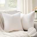 Throw Pillow Covers 18x18 inches Set of 2, Neutral Cotton Decorative Linen Pillow Covers Farmhouse Square Cushion Cases for Sofa Couch Bed Spring Home Decor