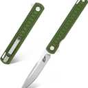 Eafengrow EF16 Folding Knife Flipper Ball Bearing Point D2 Blade G10 Handle with Pocket Clip Everday Carry Pocket Knife Liner Lock Camping Tactical Outdoor Multitool (Army Green)