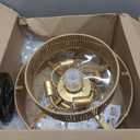 Boho Caged Ceiling Fan with Light Flush Mount, Handwoven Layered Rattan Fandelier with Remote Control & 6-Speed Reversible, Gold Low Profile Chandelier for Bedroom, Living Room, Girls Room, Nursery