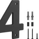 HASWARE Floating House Number Sign for Home - 5 Inch Modern Numerous Easy DIY Installation for Post Street (Black, 4)