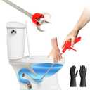 69"Toilet Snake Clog Remover,Toilet Auger Grabber ToolPlumbing Snake for Toilet,With 4 Claws Bendable Hose Pickup Reaching Assist Tool for Grabbing Objects Blocked in Toilet Pipes and Drainage Drains