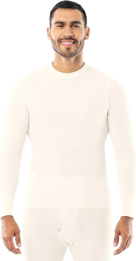Indera Men's Traditional Waffle Thermal Underwear Long Sleeve Shirt (Natural, S)