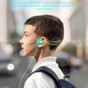 Kid Headphones for School, Air Conduction Open Ear Headphones, 3.5mm Jack Wired Cord, Ultra-Comfort, Ergonomic and Lightweight Design Perfect for School and Outdoor Activities-Blue Green