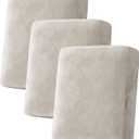 H.VERSAILTEX Velvet Stretch Couch Cushion Cover Plush Cushion Slipcover for Chair Loveseat Sofa Cushion Furniture Protector Seat Cushion Sofa Cover (3 Piece Sofa Cushion Covers, Oatmeal)