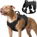 VavoPaw Heavy Duty Tactical Dog Harness for Large Dogs, No Pull Adjustable Pet Harness Reflective Service Training Easy Control Pet Vest Military K9 Working Dog Harnesses, Black, M