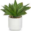 Hollyone Artificial Agave Plants Fake Succulent Agave Plant Potted in White Pot Succulents Aloe Plant for Desk Modern Office Living Room Table Shelf Home Indoor Outdoor Decor