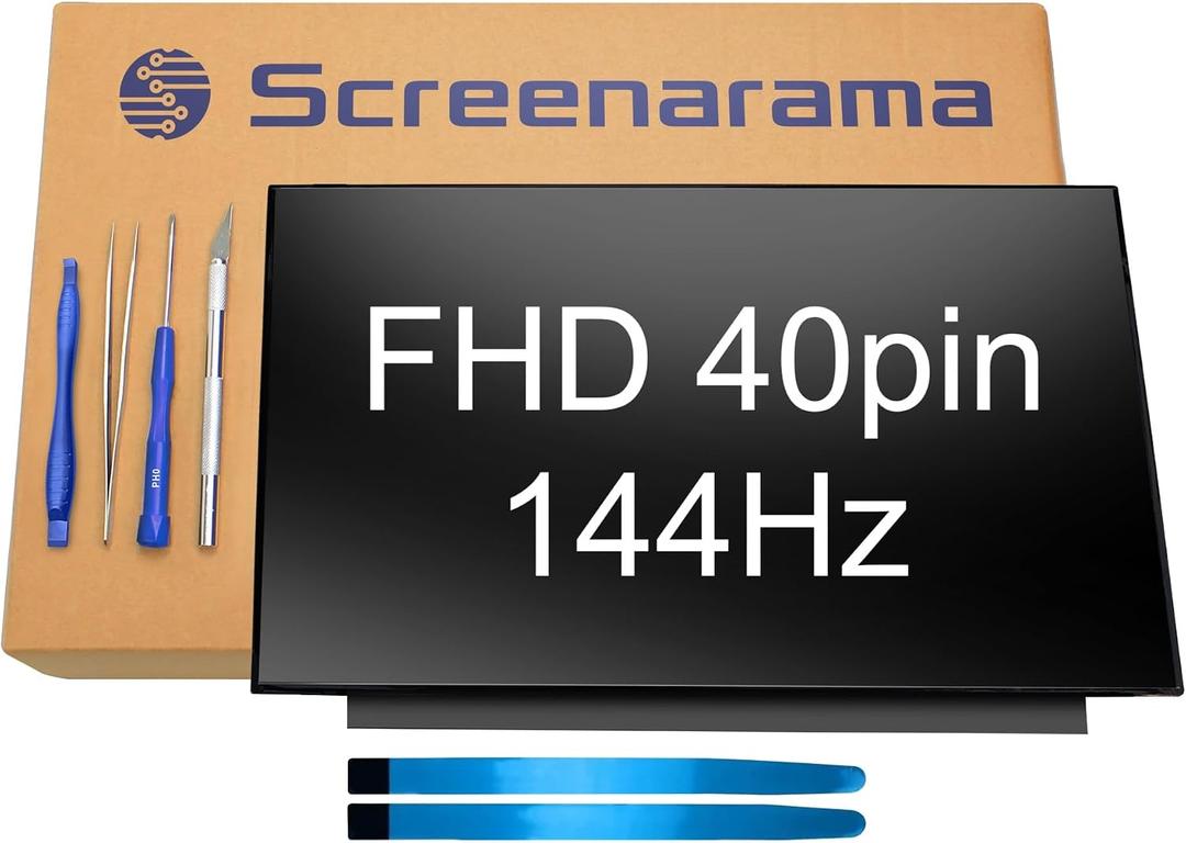 SCREENARAMA New Screen Replacement for HP pn N13295-001 (40pin 144Hz) FHD 1920x1080 IPS LCD LED Display with Tools and Tape