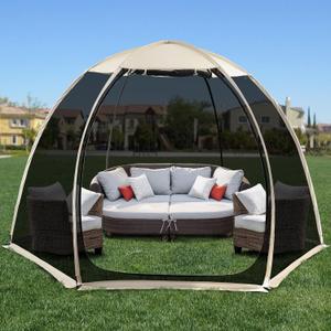 Alvantor Screen House Gazebo, 6-10-15 Person Pop Up Igloo Screened Canopy Tent with Mosquito Netting Sides, Instant UV Resistant Sun Shelter for Garden, Patio, Backyard (Beige) Alvantor Screen House Gazebo, 6-10-15 Person Pop Up Igloo Screened Canopy Tent with Mosquito Netting Sides, Instant UV Resistant Sun Shelter for Garden, Patio, Backyard (Beige)
