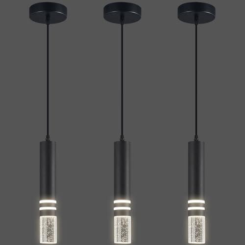 LIANGMH Pendant Lights Kitchen Island, Crystal Pendant Light Fixtures Mini 6W LED Modern Kitchen Pendant Lighting Over Sink and Living Room and Bedroom (Black 3-Pack) LIANGMH Pendant Lights Kitchen Island, Crystal Pendant Light Fixtures Mini 6W LED Modern Kitchen Pendant Lighting Over Sink and Living Room and Bedroom (Black 3-Pack)