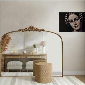 Vintage Gold Ornate Baroque Mirror - 36"X30" Arched Antique Brass Mirror with Full Metal Frame - Ideal for Entryway, Fireplace, Living Room, Hallway or Wall Decor (Upgrade Tempered Glass)