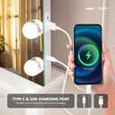 Hasipu Vanity Mirror with Lights, 24" x 20" Hollywood Mirror, Makeup Mirror with 17 Dimmable Bulbs and 10X Magnification, 3 Colors Modes, Touch Control, USB Charging Port, Type-C (Square White)