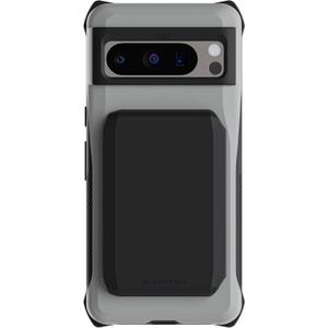 Ghostek Exec Wallet Case for Google Pixel 8 Pro - Magnetic Credit Card Holder, Compatible with Wireless Charging, Kickstand (6.7 Inch, Gray)