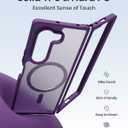 Magnetic Case for Samsung Galaxy Z fold 7 Case, Slim Translucent Matte Phone Cover with Shockproof TPU Frame & Scratch-Resistant PC Back, Strong Magnetic Ring, Purple