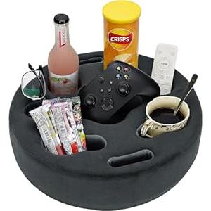 Couch Cup Holder Pillow - Cup Glass Cozy Pillow | Couch Caddy Sofa Bed Buddy Holds Drinks, Snacks, Remote, Phones, Tablet. Keep Drinks Stand and Prevent Spills for Car, ParkBeach, Picnic. (PU Gray) (Cloud)