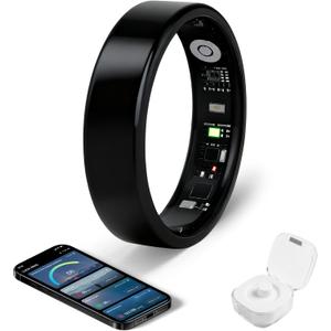 Smart Ring - Free SpO2 Sleep Tracker | No Subscription | IP68 Waterproof Fitness Tracker | 24/7 Activity Monitor | Step Counter & Tracking | Sleep & Workout Accessory Black 10