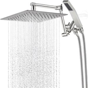 G-Promise All Metal 10 Inches Rainfall Shower Head with Handheld Spray Combo, 3 Settings Diverter, Adjustable Extension Arm with Lock Joints, 71 Inches Stainless Steel Hose (Brushed Nickel)