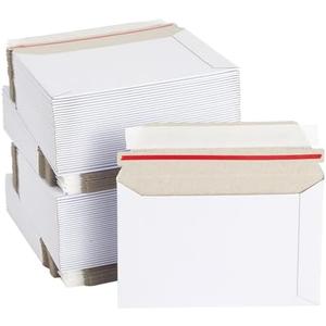 Mailing Envelopes - 6x8 in, White, 100 Count, Flat Peel & Seal - Thick Cardboard Envelopes, Photo Mailers & Trading Card Mailers
