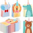 Marspark 20 Pcs Animal Parade Party Gifts Bags with Handles Cute Safari Animal Design Woodland Jungle Paper Bags for Jungle Theme Baby Shower Zoo Wild Birthday Party Supplies