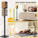 Mounting Dream Black Alloy Steel Speaker Stands, Height Adjustable Bookshelf Speaker Stand Pair, Universal Fit, 11 lbs Capacity, Set of 2 for Bose Polk JBL Sony Yamaha - 42" Max Height