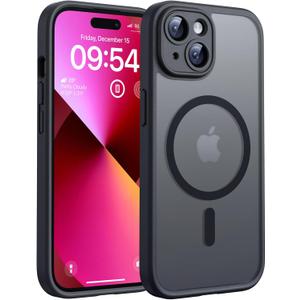 TOCOL for iPhone 13 Case, Drop Protection, Compatible with Magsafe, Full Camera Protection, Translucent Magnetic Matte Phone Case for iPhone 13 6.1 inch (Black)