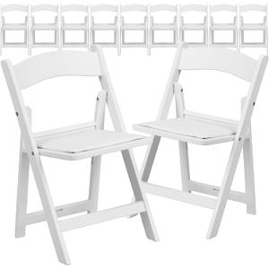 Flash Furniture HERCULES Kids Folding Chairs with Padded Seats | Set of 2 White Resin Folding Chair with Vinyl Padded Seat for Kids | Vinyl Padded Seat
