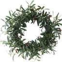Beautifully Nordic Decorative Wreath Green Olive Wreath Handmade Green Leaves Wreath Wall Hanging Outdoor for Front Door Wall Decor Diverse (B-55cm/22in)
