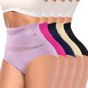 Women's High Waisted Underwear Full Coverage Compression Briefs 4/5 Packs Panties Postpartum Comfortable Large