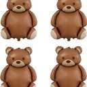 4 Pcs Brown Bear Balloons 35 Inch Bear Foil Balloons Jungle Animal Farm Balloon for Birthday Baby Shower Safari Zoo Woodland Themed Party Decoration