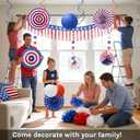 4th of July Decorations, 21-Pcs Red, White and Blue Patriotic Party Supplies, Foil Fringe Streamer, Star Garland, Paper Fans, Lanterns, Pom Poms, Hanging Swirls for Independence Day