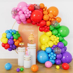 162 Pcs Colorful Rainbow Balloons Arch Kit, Diffrent Size Rainbow Balloon Garland, Globos De Colores for Party Decoration Birthday Party Supplies. (Multi)