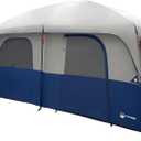 10 Person Camping Tent - Large Outdoor Tent with Room Divider and Rainfly - Family Camping House with 2 Doors and 4 Screen Windows by Wakeman Outdoors (Navy)