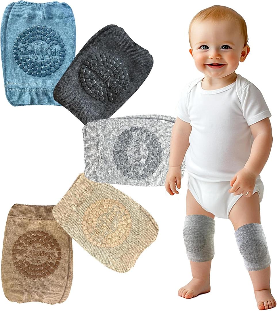 Simply Kids Baby Knee Pads for Crawling (5 Pairs) Stay-On Crawling Knee Pads for Infant 6-18 Months Rodilleras Para Bebe