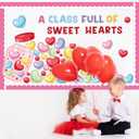 88Pcs Valentines Day Bulletin Board Set Pink Heart Bottle Classroom Decorations Conversation Heart Paper Cutouts for Romantic Classroom Home Window Door Wall Decorations Party Supplies
