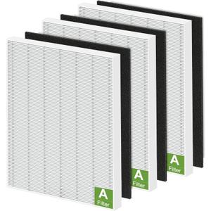 115115 HEPA Replacement Filters A for Winix PlasmaWave Air Puri-fier C535 5300 5300-2 6300 6300-2 P300 AM90 C909 9800, 3 True HEPA Size 21 Filter + 3 Activated Carbon Pre-Filters