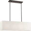 Livex Lighting 41156-92 Summit English Collection 4-Light Linear Chandelier with Oatmeal and White Fabric Hardback Shade, Bronze, 11.50x36.00x8.50