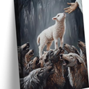 Jesus And Lamb Canvas Wall Art Jesus Saves The Lamb From Wolves Wall Decor Picture Christ Redemption The Lost Lamb Poster Print Painting for Living Room Bedroom Church Home Decoration Ready To Hang