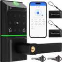 Bamberg Keypad Smart Door Lock with Handle: Keyless Entry Deadbolt - Fingerprint & Keypad Door Lock for Front Door - Key & IC Card Access - Remote Control via APP - Secure Smart Lock