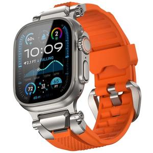 ULTIMAL Compatible with Apple Watch Ultra 3/2/1 band 49mm/46mm/45mm/44mm for Men, Silicone Strap with Durable Stainless Steel Buckle for Apple Watch Ultra 3/2/1 Series 11/10/9/8/7/6/5/4/3/SE3/SE2/SE (Orange)