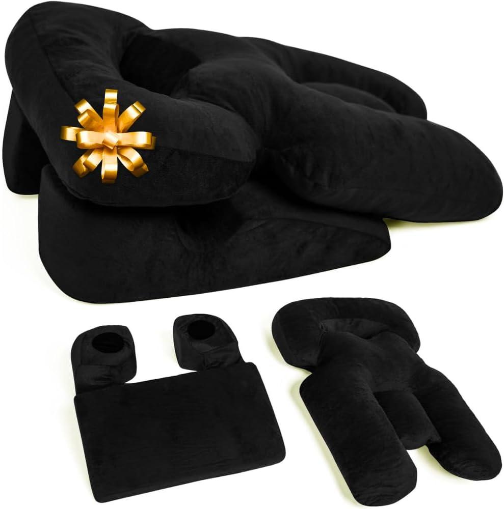 Zomaple Face Down Chair After Eye Surgery  Memory Foam, Washable Cover, & Ventilated Design  Facedown Pillow for Sleeping, BBL Equipment, Retinal & Vitrectomy Recovery (Black)