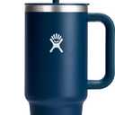 Hydro Flask Travel Tumbler with Handle, Lid and Straw - Insulated Stainless Steel in 40 Oz Indigo Blue