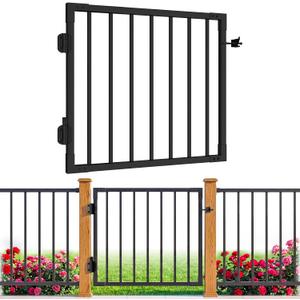 W.3ft x H.36in Aluminum Deck Gate Kit Outdoor, DIY Cuttable, Black