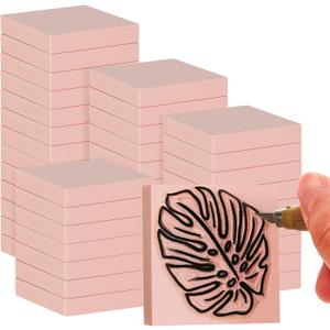 Frienda 48 Pcs 2" X 2" Rubber Carving Blocks Linoleum Blocks for Printmaking, Stamp Making, DIY Crafting, Scrapbook, Painting, Soft and Easy to Carve (Pink)